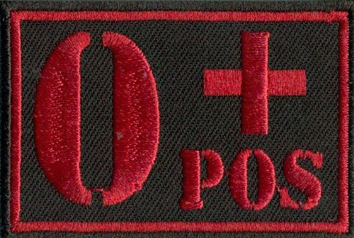 O Pos Blood group OPositives 6cm x 4cm